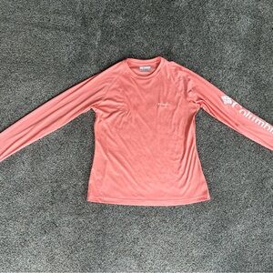 Columbia Women’s Peach/Orange/White Omni-Shade Long Sleeve Active Tee, Medium
